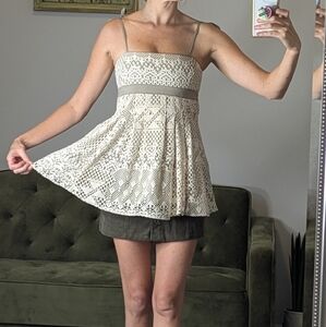 BCBG Girls Lace Crochet Tunic Boho Hippie Festival Fall Dress Shirt Size XS